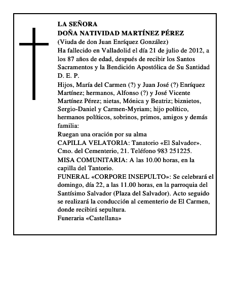 Doña Natividad Martínez Pérez
