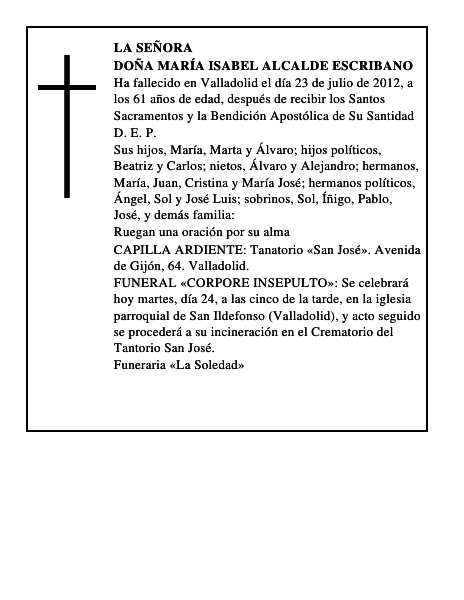 Doña María Isabel Alcalde Escribano