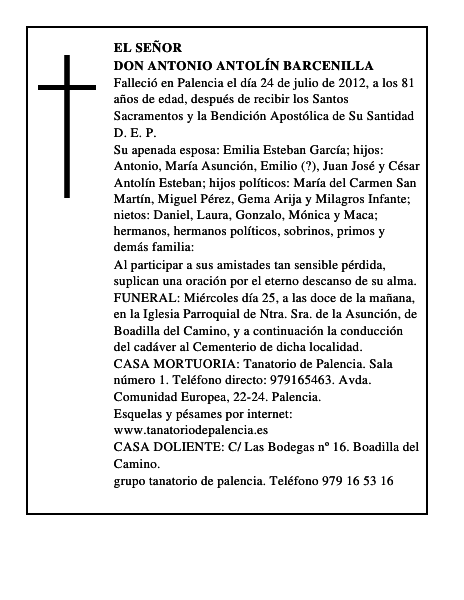 Don Antonio Antolín Barcenilla