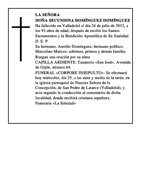 Doña Secundina Domínguez Domínguez