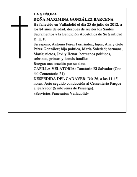 Doña Maximina González Barcena