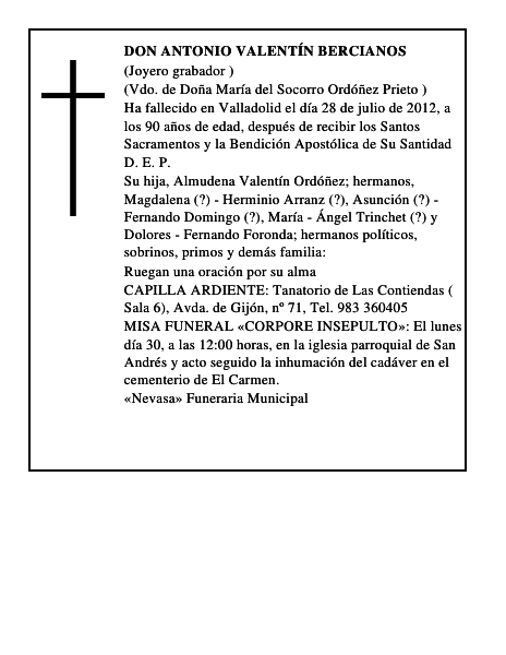 Don Antonio Valentín Bercianos