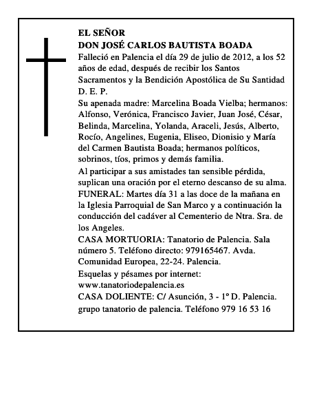Don José Carlos Bautista Boada