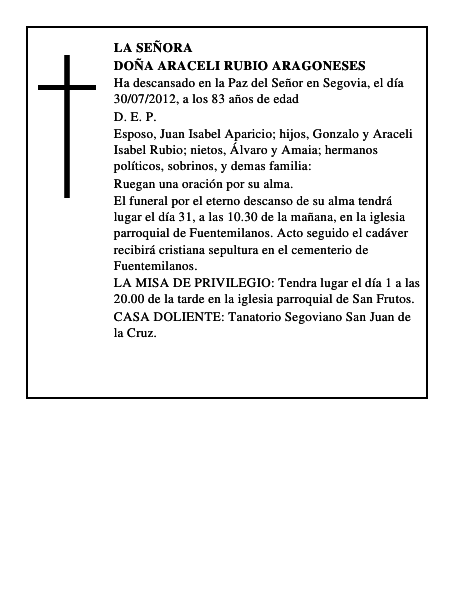 Doña Araceli Rubio Aragoneses
