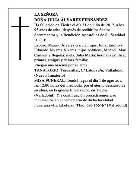 Doña Julia Álvarez Fernández