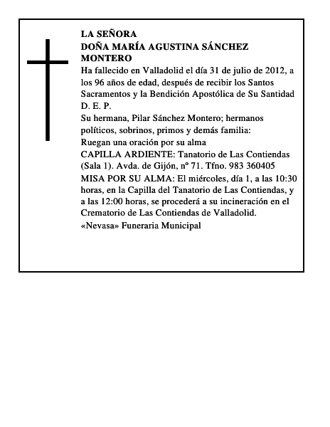 Doña María Agustina Sánchez Montero