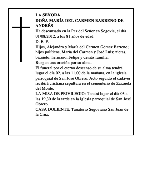 Doña María del Carmen Barreno de Andrés