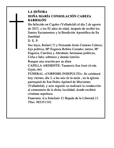 Doña María Consolación Cabeza Barrigón