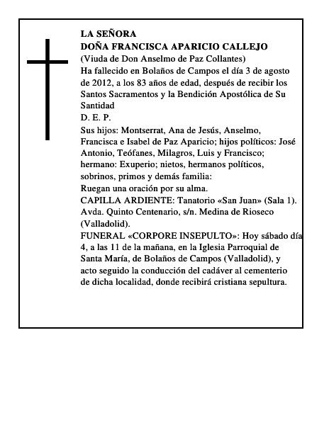 Doña Francisca Aparicio Callejo