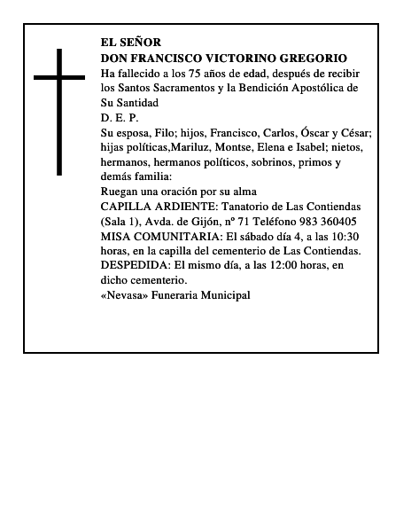 Don Francisco Victorino Gregorio