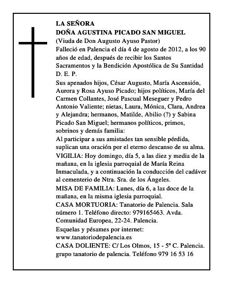 Doña Agustina Picado San Miguel