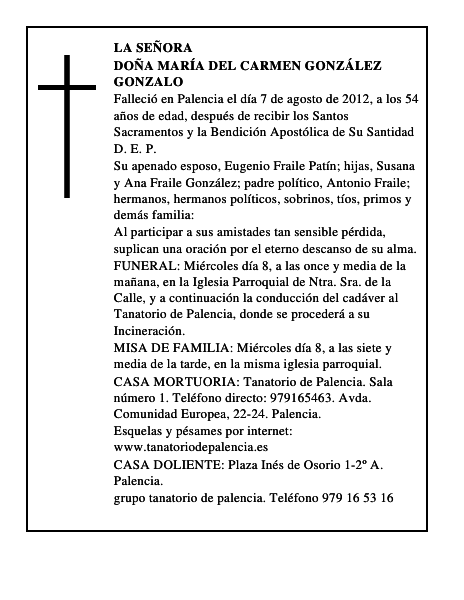 Doña María del Carmen González Gonzalo