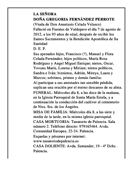Doña Gregoria Fernández Perrote