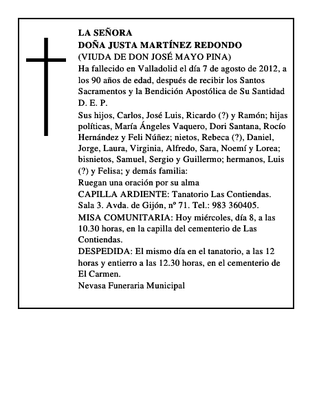 Doña Justa Martínez Redondo