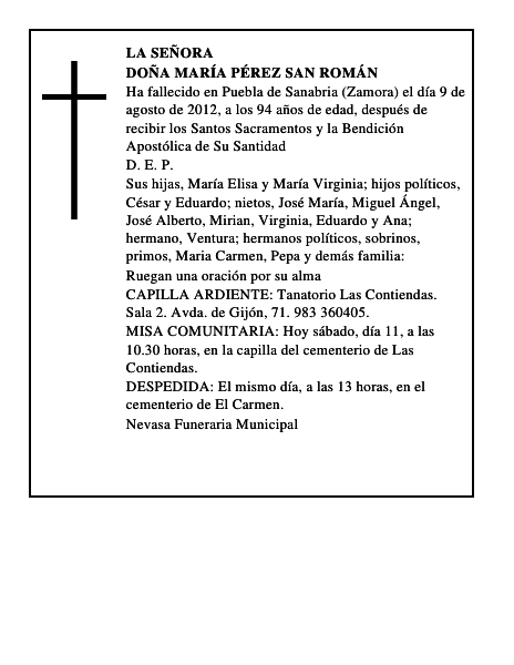 Doña María Pérez San Román