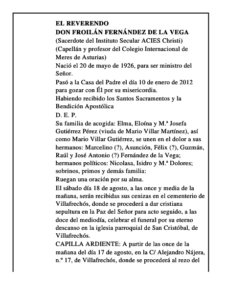 Don Froilán Fernández de la Vega