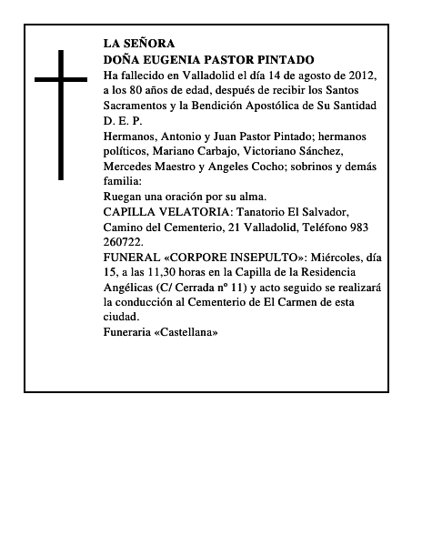 Doña Eugenia Pastor Pintado