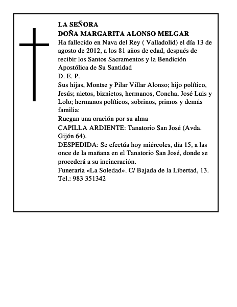 Doña Margarita Alonso Melgar