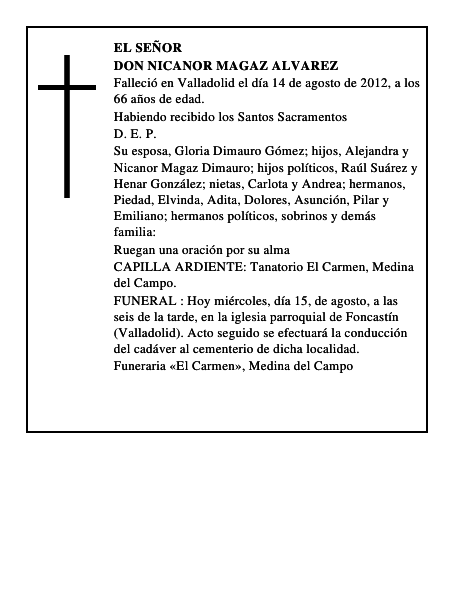 Don Nicanor Magaz Alvarez