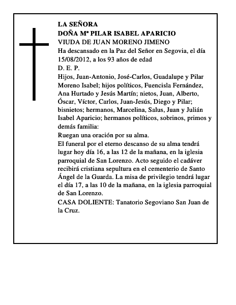 Doña Mª Pilar Isabel Aparicio