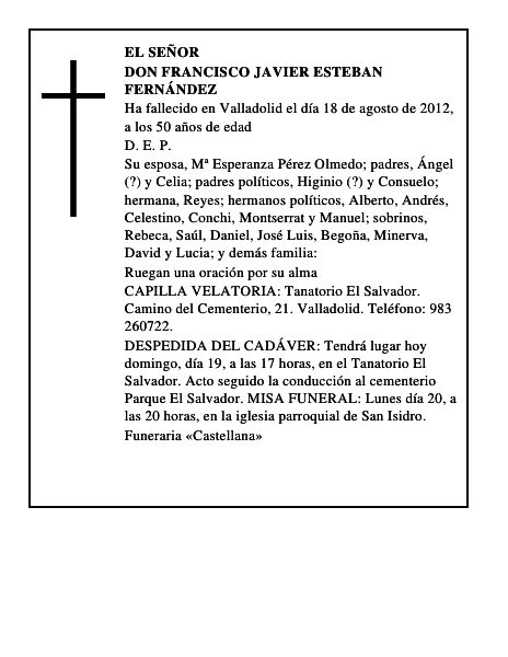 Don Francisco Javier Esteban Fernández