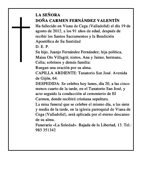 Doña Carmen Fernández Valentín