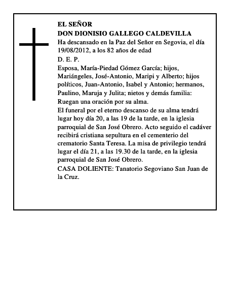 Don Dionisio Gallego Caldevilla