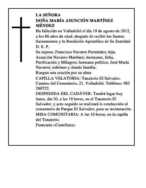 Doña María Asunción Martínez Méndez