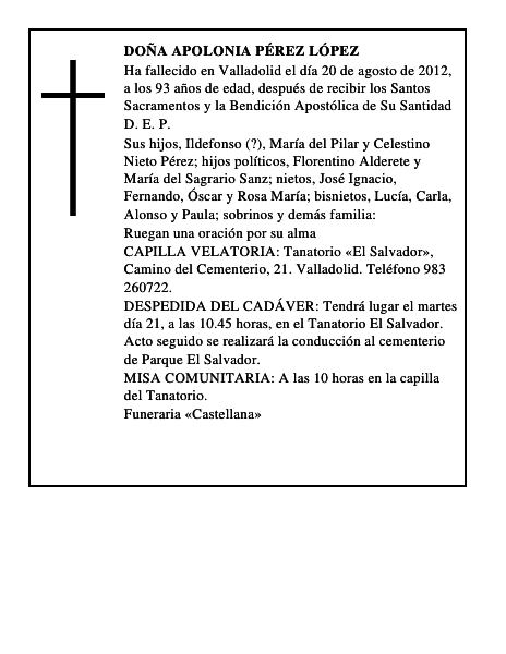 Doña Apolonia Pérez López