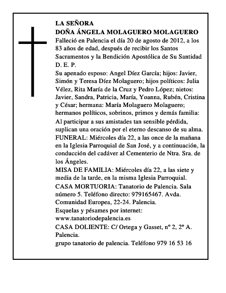 Doña Ángela Molaguero Molaguero