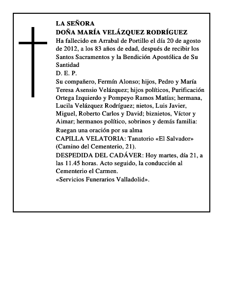 Doña María Velázquez Rodríguez