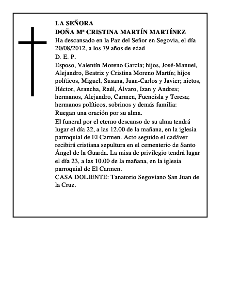 Doña Mª Cristina Martín Martínez
