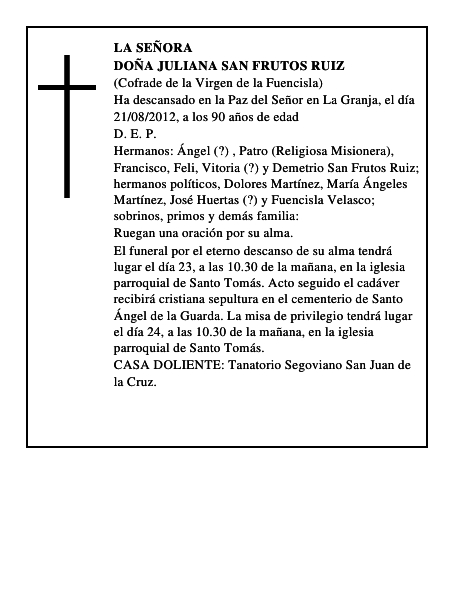 Doña Juliana San Frutos Ruiz