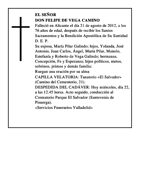 Don Felipe de Vega Camino