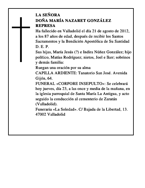Doña María Nazaret González Represa