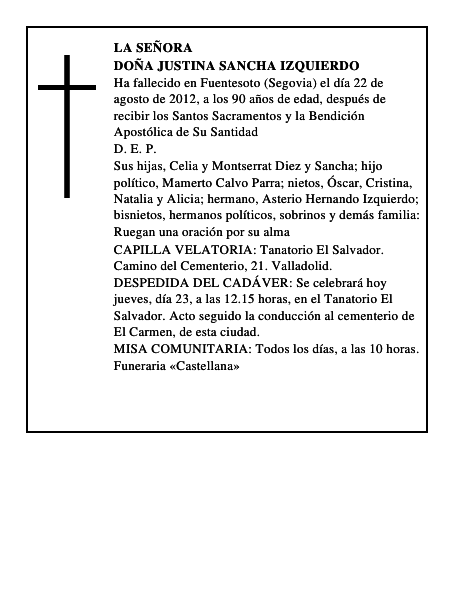 Doña Justina Sancha Izquierdo