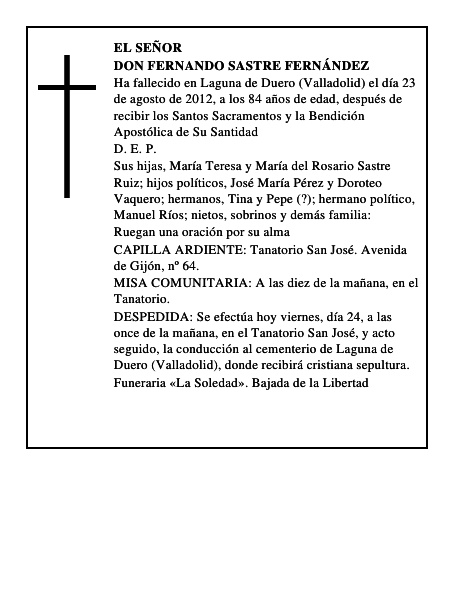 Don Fernando Sastre Fernández