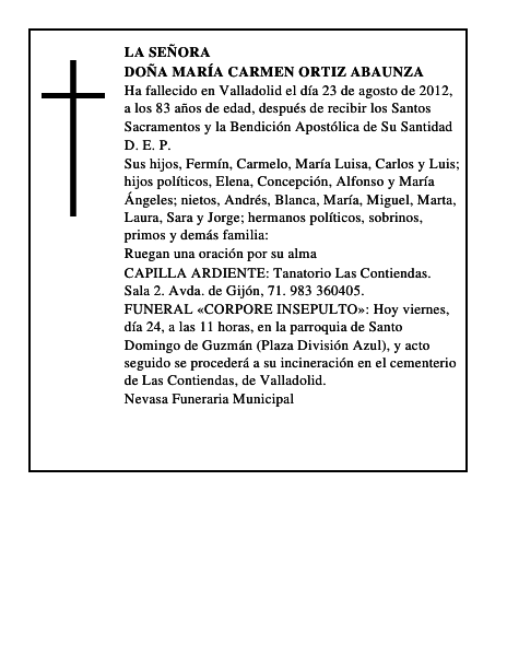 Doña María Carmen Ortiz Abaunza