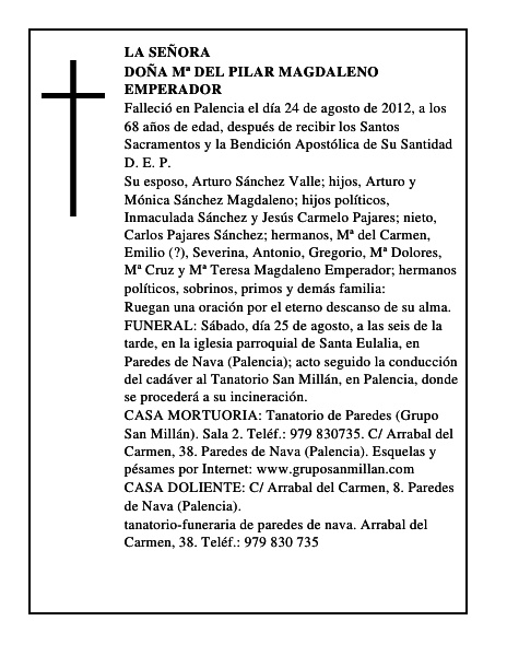 Doña Mª del Pilar Magdaleno Emperador