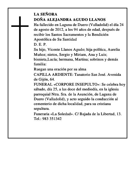 Doña Alejandra Agudo Llanos