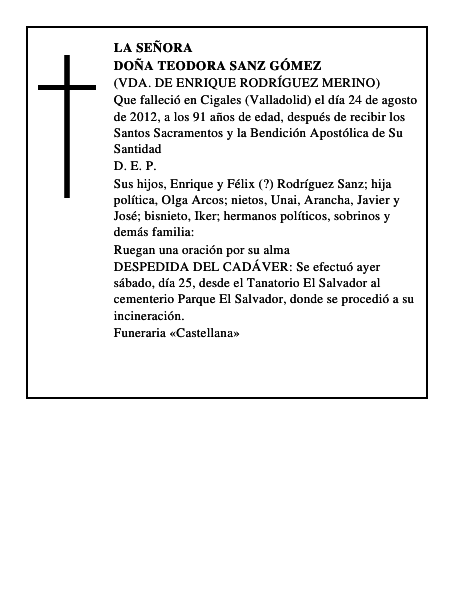 Doña Teodora Sanz Gómez