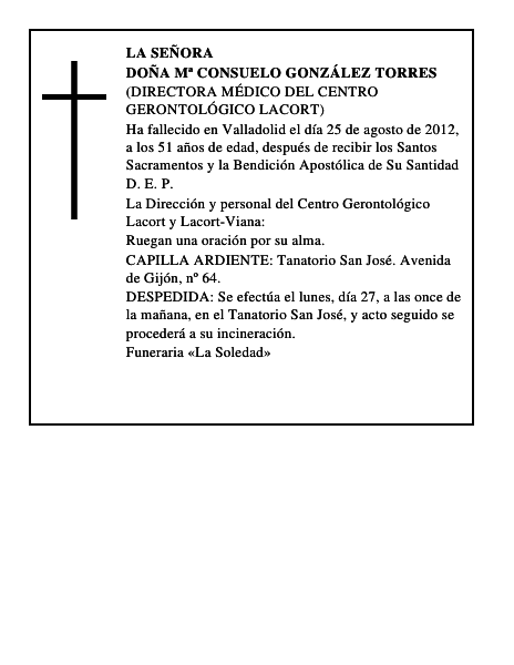 Doña Mª Consuelo González Torres