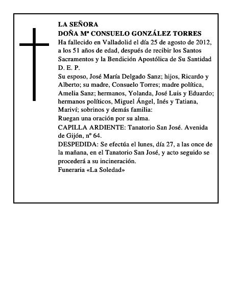 Doña Mª Consuelo González Torres