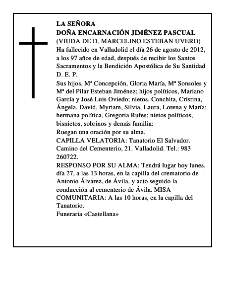 Doña Encarnación Jiménez Pascual