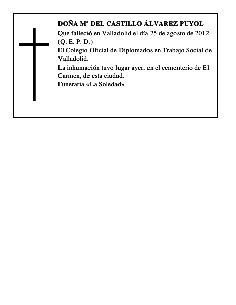 Doña Mª del Castillo Álvarez Puyol