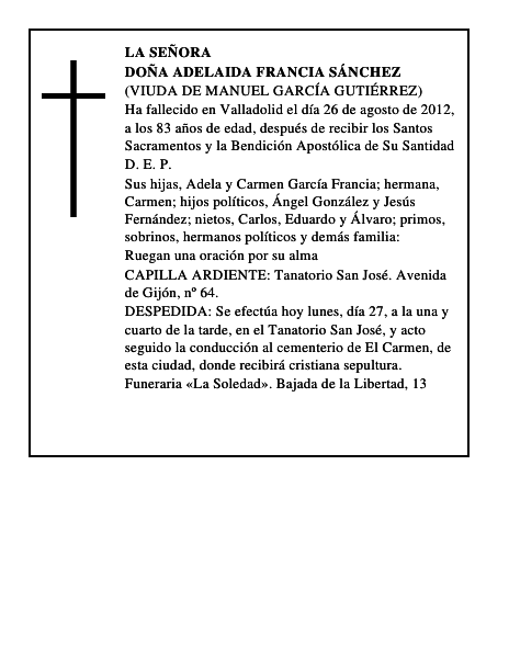 Doña Adelaida Francia Sánchez