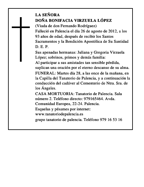 Doña Bonifacia Virzuela López