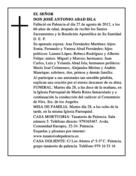 Don José Antonio Abad Isla