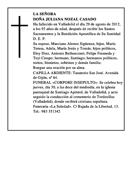 Doña Juliana Nozal Casado