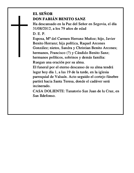 Don Fabián Benito Sanz